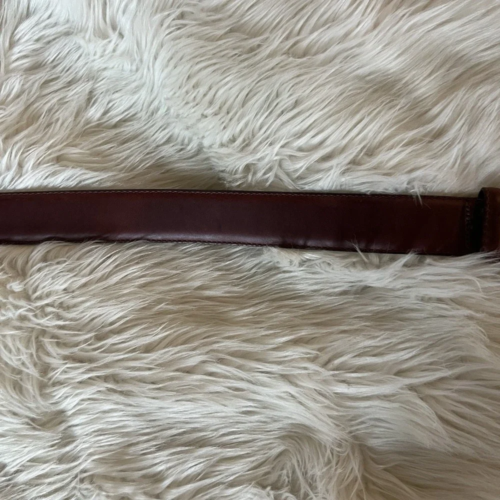 Men's Brighton Brown Leather Golf Belt Silver Plated Buckle Size 34 New With Tag